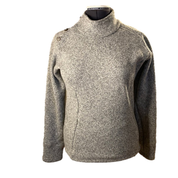 Cabela's Women's Grey  Pull Over Long Sleeve Jacket Shoulder Button Closure (L) - Picture 1 of 11
